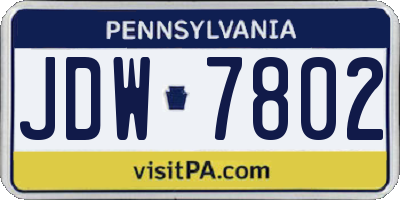 PA license plate JDW7802