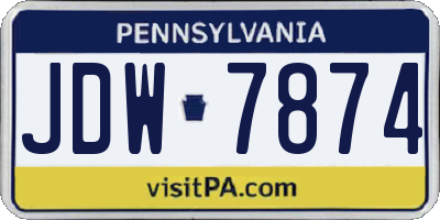 PA license plate JDW7874