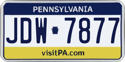 PA license plate JDW7877