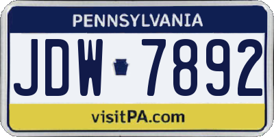 PA license plate JDW7892