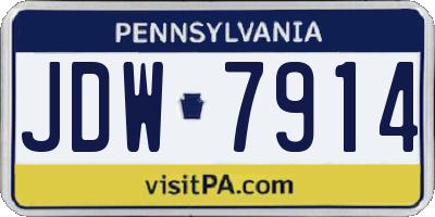 PA license plate JDW7914