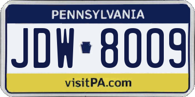 PA license plate JDW8009