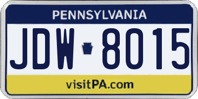 PA license plate JDW8015