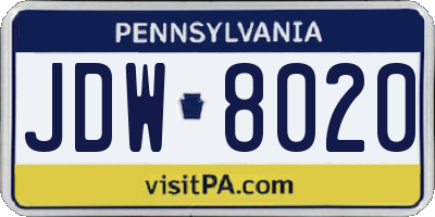 PA license plate JDW8020