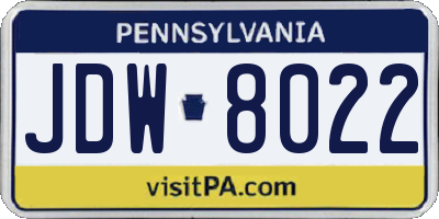 PA license plate JDW8022