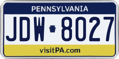 PA license plate JDW8027