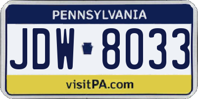 PA license plate JDW8033