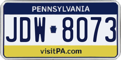 PA license plate JDW8073