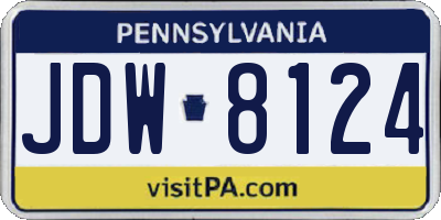 PA license plate JDW8124