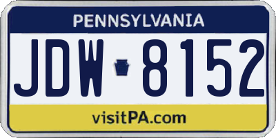 PA license plate JDW8152