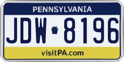 PA license plate JDW8196