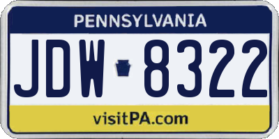 PA license plate JDW8322