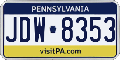 PA license plate JDW8353
