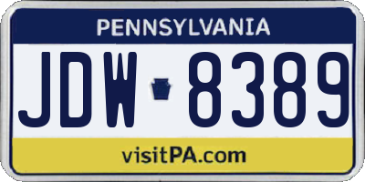 PA license plate JDW8389