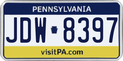 PA license plate JDW8397