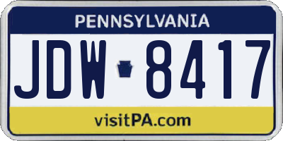 PA license plate JDW8417
