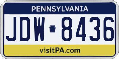 PA license plate JDW8436