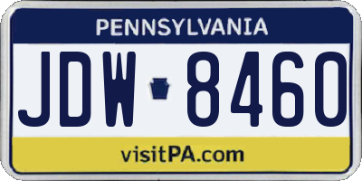 PA license plate JDW8460