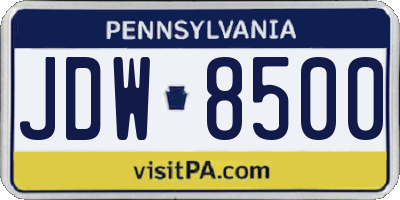 PA license plate JDW8500