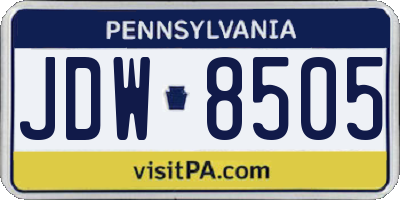 PA license plate JDW8505