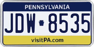 PA license plate JDW8535