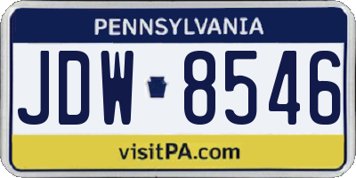 PA license plate JDW8546
