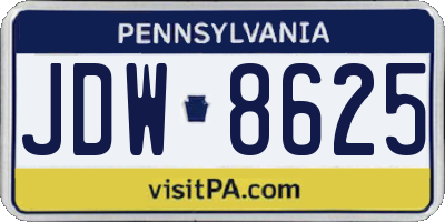 PA license plate JDW8625