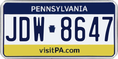 PA license plate JDW8647