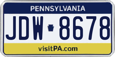 PA license plate JDW8678
