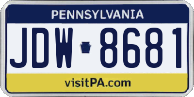 PA license plate JDW8681