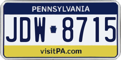 PA license plate JDW8715