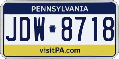 PA license plate JDW8718