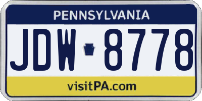 PA license plate JDW8778