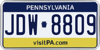 PA license plate JDW8809