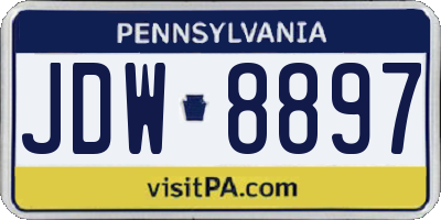 PA license plate JDW8897