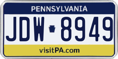 PA license plate JDW8949