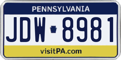 PA license plate JDW8981