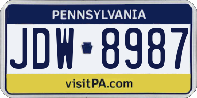 PA license plate JDW8987