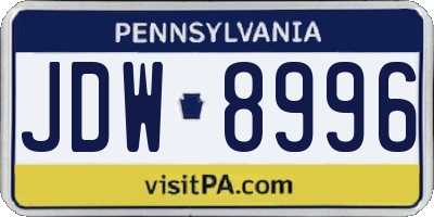 PA license plate JDW8996