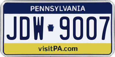 PA license plate JDW9007