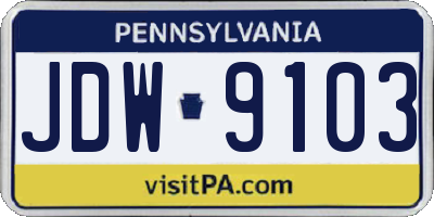 PA license plate JDW9103