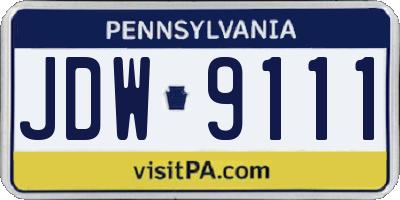 PA license plate JDW9111