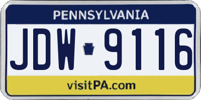 PA license plate JDW9116