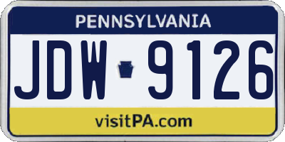 PA license plate JDW9126