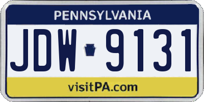 PA license plate JDW9131