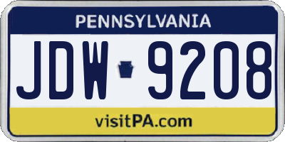 PA license plate JDW9208