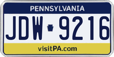 PA license plate JDW9216