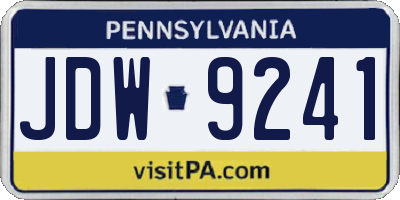 PA license plate JDW9241