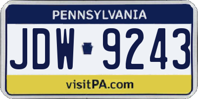 PA license plate JDW9243