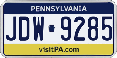 PA license plate JDW9285